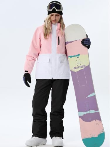 Women's Ski Jackets and Bib Pants Set Windproof Waterproof Insulated Snowsuit