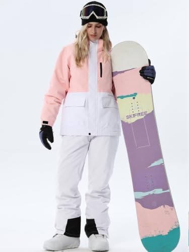Women's Ski Jackets and Bib Pants Set Windproof Waterproof Insulated Snowsuit