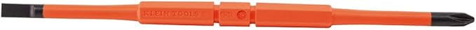 Klein Tools 32293 Insulated Screwdriver, 2-in-1 Screwdriver Set with Flip Blade, #2 Phillips and1/4-Inch Slotted Tips, Double-Ended Blades