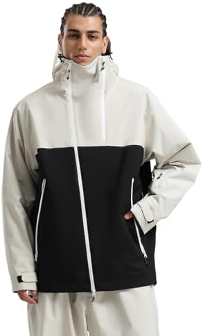GSOU SNOW Mens Womens Baggy Snowboard Jacket Asym-Zip Ski Jacket