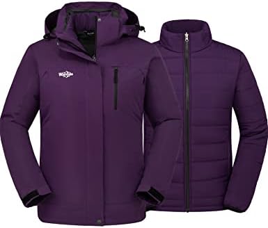 wantdo Women's 3 In 1 Ski Jacket Cotton Padded Liner Winter Coat