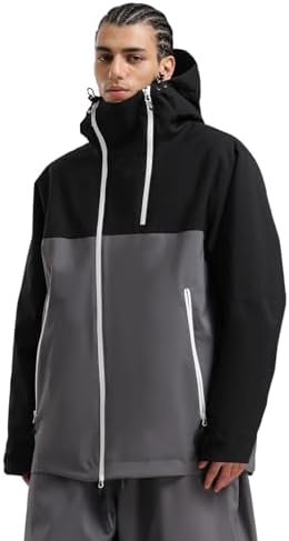 GSOU SNOW Mens Womens Baggy Snowboard Jacket Asym-Zip Ski Jacket