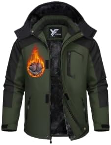 Yufawow Men Winter Jacket Skiing Jacket Insulated Fleece Lined Waterproof Windbreaker for Snowboard Hiking Camping ATV Outdoor Work