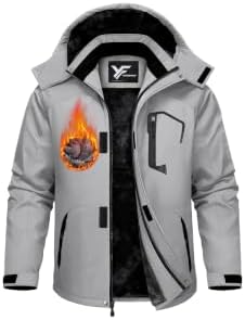 Yufawow Men Winter Jacket Skiing Jacket Insulated Fleece Lined Waterproof Windbreaker for Snowboard Hiking Camping ATV Outdoor Work