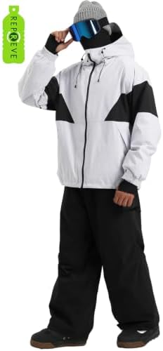 GSOU SNOW Mens Baggy Snowboard Jacket Waterproof Retro Ski Hoodie Insulated