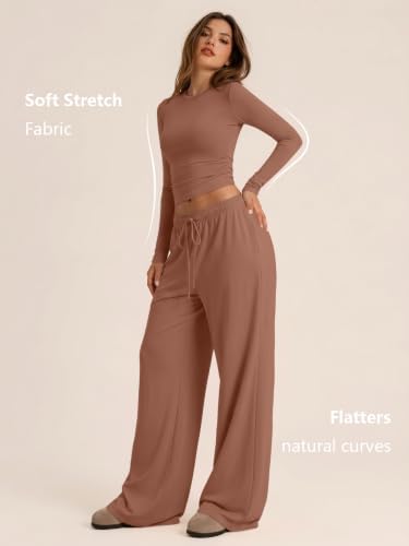 Trendy Queen Women's 2 Piece 2026 Fall Fashion Lounge Set with Pockets