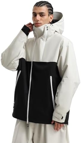 GSOU SNOW Mens Womens Baggy Snowboard Jacket Asym-Zip Ski Jacket