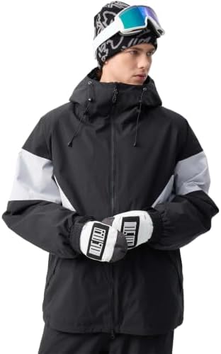 GSOU SNOW Mens Baggy Snowboard Jacket Waterproof Retro Ski Hoodie Insulated