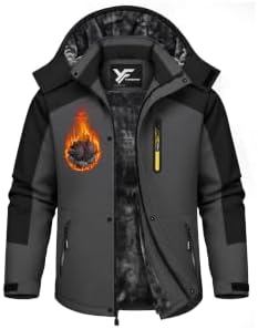 Yufawow Men Winter Jacket Skiing Jacket Insulated Fleece Lined Waterproof Windbreaker for Snowboard Hiking Camping ATV Outdoor Work