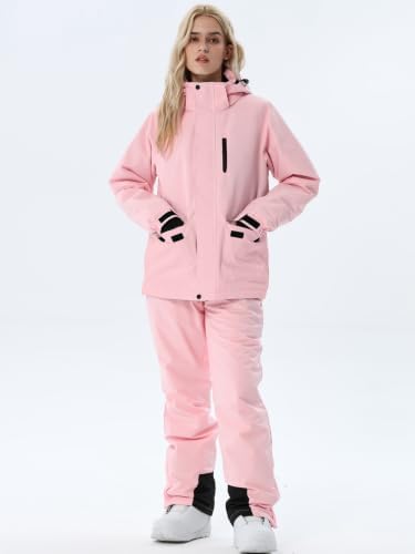 Women's Ski Jackets and Bib Pants Set Windproof Waterproof Insulated Snowsuit