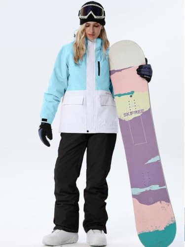 Women's Ski Jackets and Bib Pants Set Windproof Waterproof Insulated Snowsuit