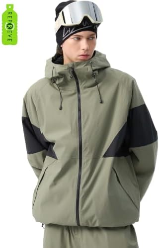 GSOU SNOW Mens Baggy Snowboard Jacket Waterproof Retro Ski Hoodie Insulated