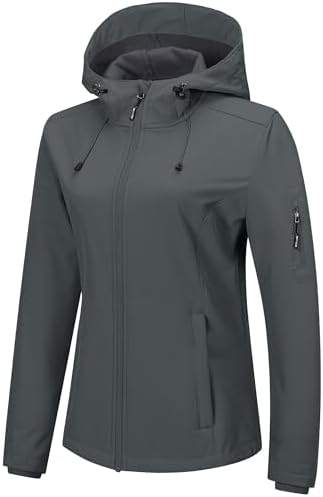 Outdoor Ventures Women's Softshell Jacket Fleece Lined Waterproof Rain Coat