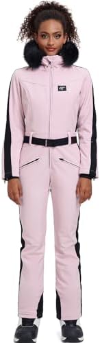 Women's Ski Suit One Piece Snowsuits Snowboard Ski Outfit Faux Fur Collar Slim Jumpsuit Jacket Insulated Windproof