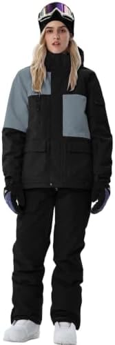 Women's Ski Jackets and Bib Pants Set Windproof Waterproof Insulated Snowsuit