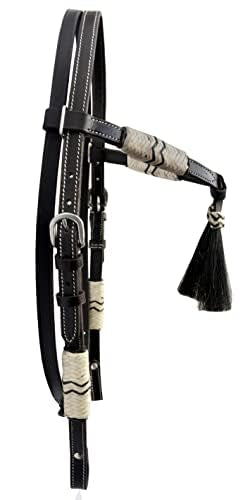 Western Horse Headstall Cob Size – Adjustable Hand Braided Genuine Leather Bridle Crafted with Pure Leather and Brown Color Hair Tassels , Western Riding Tack, Brown Color Leather (Cob Size)