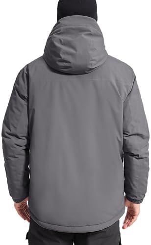 FREE SOLDIER Men's Warm Winter Fleece Lined Ski Snow Jacket with Hood