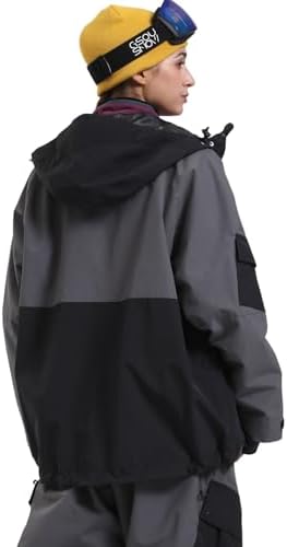 GSOU SNOW Mens Womens Baggy Snowboard Jacket Hoodie Shell 20K Waterproof