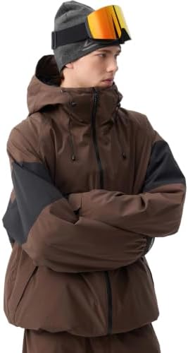 GSOU SNOW Mens Baggy Snowboard Jacket Waterproof Retro Ski Hoodie Insulated
