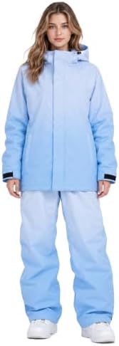 Women's Ski Jacket and Pants Set, Baggy Insulated Snow Suit,Gradient Design