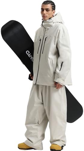 GSOU SNOW Snowboard Jacket Men Baggy Ski Jacket Waterproof Snow Coat Insulated Hooded Clothes for Winter Outdoor
