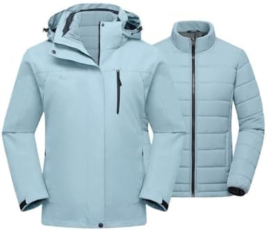 wantdo Women's 3 In 1 Ski Jacket Cotton Padded Liner Winter Coat