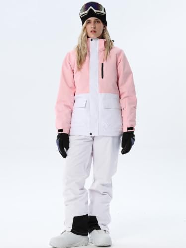 Women's Ski Jackets and Bib Pants Set Windproof Waterproof Insulated Snowsuit