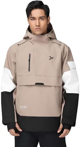 Men's Ski Jacket Snowboard Snow Coat Waterproof Insulated Winter Warm Loose Fit Pullover Hoodie