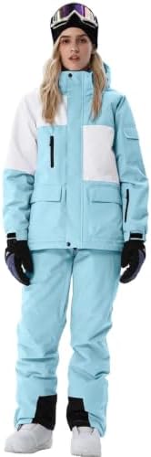 Women's Ski Jackets and Bib Pants Set Windproof Waterproof Insulated Snowsuit