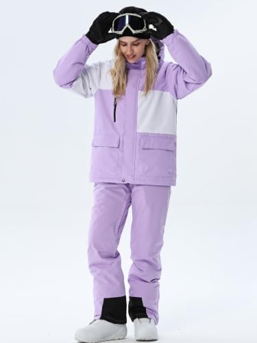 Women's Ski Jackets and Bib Pants Set Windproof Waterproof Insulated Snowsuit