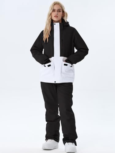 Women's Ski Jackets and Bib Pants Set Windproof Waterproof Insulated Snowsuit