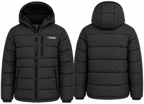 Reebok Mens Sherpa Lined Hooded Puffer Jacket, Quilted Winter Coat