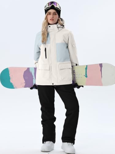 Women's Ski Jackets and Bib Pants Set Windproof Waterproof Insulated Snowsuit