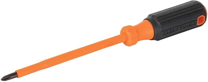 Klein Tools 6836INS Insulated Screwdriver, Made in USA, 1000V #2 Phillips Tip Screwdriver with 6-Inch Shank, Tip-Ident, Cushion-Grip Handle
