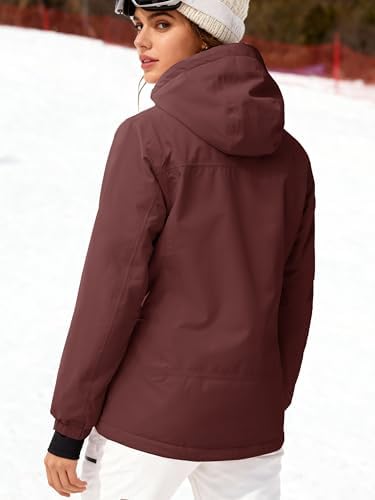 FREE SOLDIER Women's Waterproof Ski Snow Jacket Fleece Lined Warm Winter Rain Jacket with Hood Fully Taped Seams