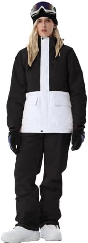 Women's Ski Jackets and Bib Pants Set Windproof Waterproof Insulated Snowsuit