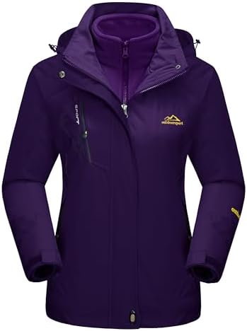 MAGCOMSEN Women's 3-in-1 Winter Coats Snow Ski Jacket Waterproof Windproof Fleece Lined Winter Jacket Parka