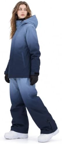 Women's Ski Jacket and Pants Set, Baggy Insulated Snow Suit,Gradient Design