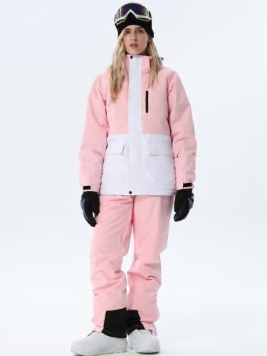 Women's Ski Jackets and Bib Pants Set Windproof Waterproof Insulated Snowsuit