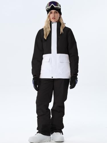 Women's Ski Jackets and Bib Pants Set Windproof Waterproof Insulated Snowsuit