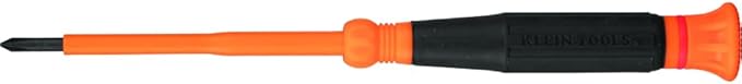 Klein Tools 6233INS Insulated Precision Screwdriver, #0 Phillips Mini Electrician Screwdriver, 1000-Volt, Cushion-Grip Handle