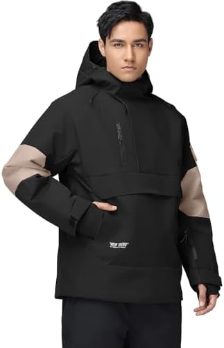 Men's Ski Jacket Snowboard Snow Coat Waterproof Insulated Winter Warm Loose Fit Pullover Hoodie