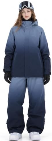 Women's Ski Jacket and Pants Set, Baggy Insulated Snow Suit,Gradient Design