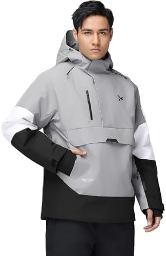 Men's Ski Jacket Snowboard Snow Coat Waterproof Insulated Winter Warm Loose Fit Pullover Hoodie