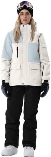 Women's Ski Jackets and Bib Pants Set Windproof Waterproof Insulated Snowsuit