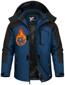 Yufawow Men Winter Jacket Skiing Jacket Insulated Fleece Lined Waterproof Windbreaker for Snowboard Hiking Camping ATV Outdoor Work