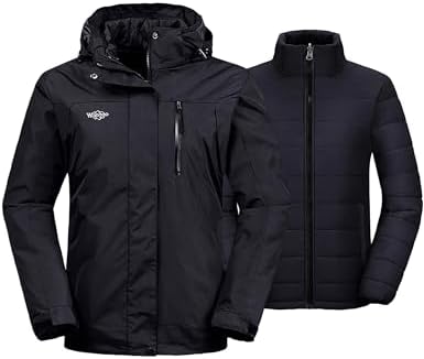 wantdo Women's 3 In 1 Ski Jacket Cotton Padded Liner Winter Coat