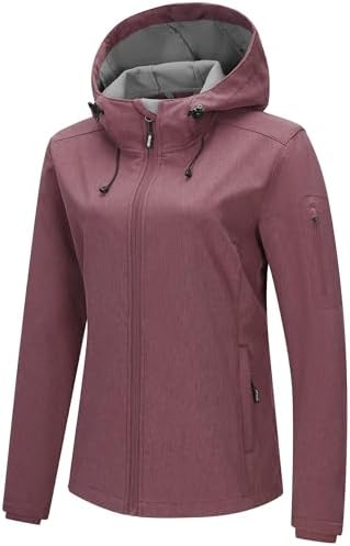 Outdoor Ventures Women's Softshell Jacket Fleece Lined Waterproof Rain Coat