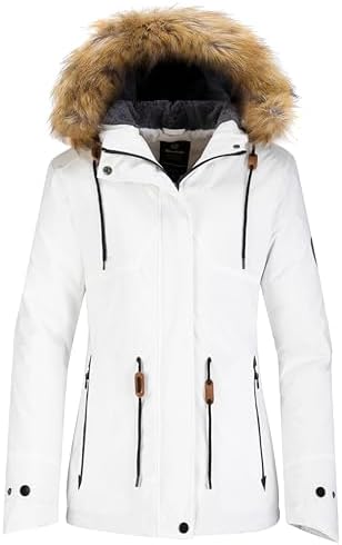 wantdo Women's Waterproof Ski Jacket Warm Fleece Lined Snow Winter Coat