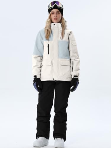 Women's Ski Jackets and Bib Pants Set Windproof Waterproof Insulated Snowsuit